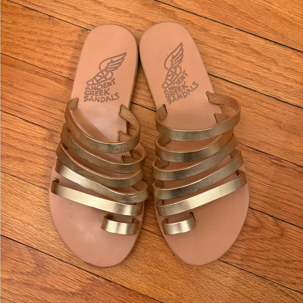 Ancient Greek Sandals Metallic Flat Sandals